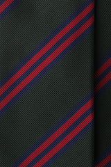 3-Fold Striped Repp Silk Tie - Forest / Navy / Red - Brunati Como®