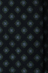 3-Fold Floral Macclesfield Wool Tie - Dark Navy / Green / Light Blue - Brunati Como®