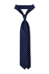 3-Fold Polka Dot Silk Tie - Navy / White
