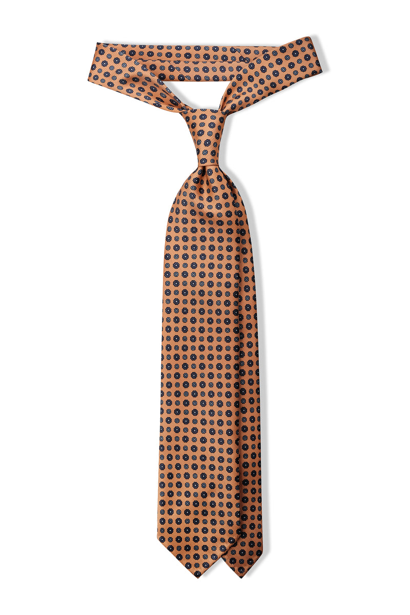 3- Fold Untipped Floral Silk Tie - Orange - Brunati Como®