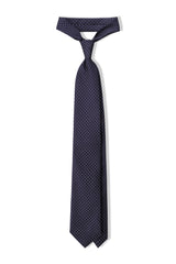 3-Fold Floral Silk Jacquard Tie - Navy / White