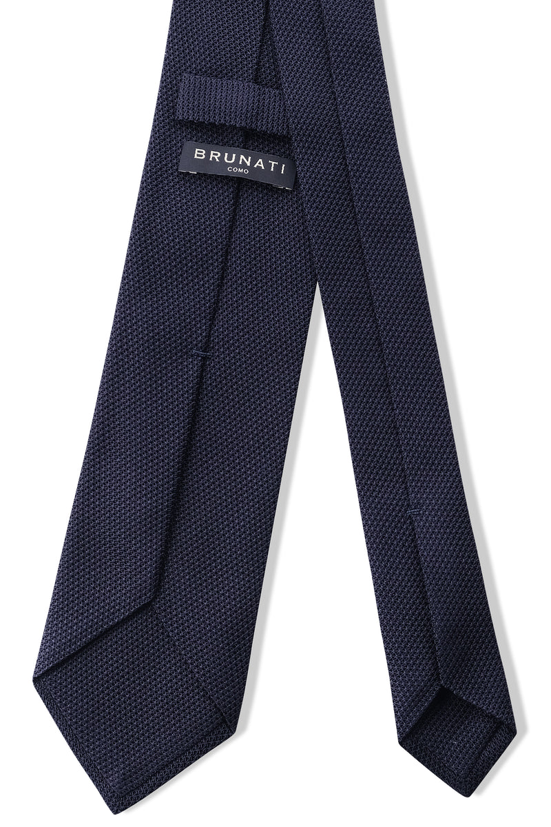 Selftipped Plain Silk Grenadine Tie - Navy