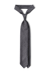 Colombo Cashmere Chalk Check Tie - Grey