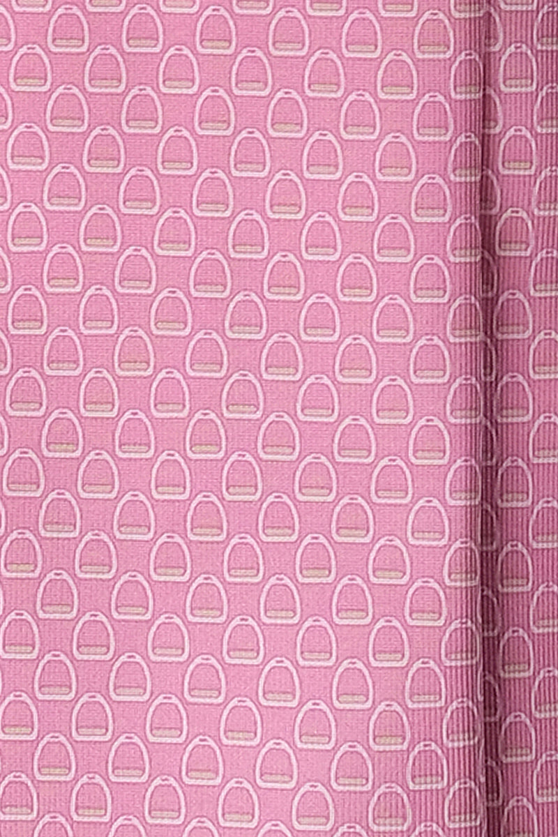 3-Fold Stirrup Patterned Printed Silk Tie - Pink - Brunati Como®