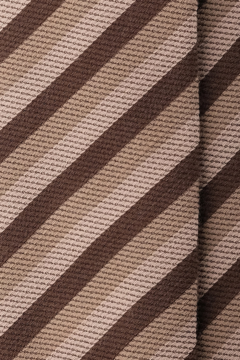 3-Fold Striped Silk Wool Tie - Light Beige/Beige/Brown me - Brunati Como®