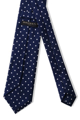 3-Fold Polka Dot Silk Tie - Navy / White