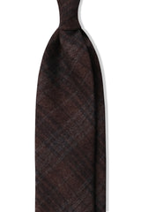 Colombo Cashmere Overcheck Tie - Brown/Anthra/Grey