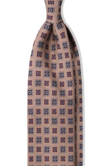 3-Fold Floral Patterned Printed Silk Tie - Beige - Brunati Como®