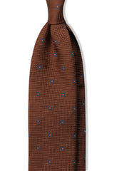 3-Fold Silk Jacquard Patterned Silk Tie - Mustard/Turquoise/Orange - Brunati Como®