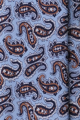 3-Fold Paisley Patterned Printed Silk Tie - Light Blue / Navy / Beige