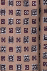 3-Fold Floral Patterned Printed Silk Tie - Beige - Brunati Como®