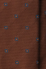 3-Fold Silk Jacquard Patterned Silk Tie - Mustard/Turquoise/Orange - Brunati Como®