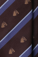 3-Fold Striped Silk Jacquard Horse Repp Tie - Brown / Blue