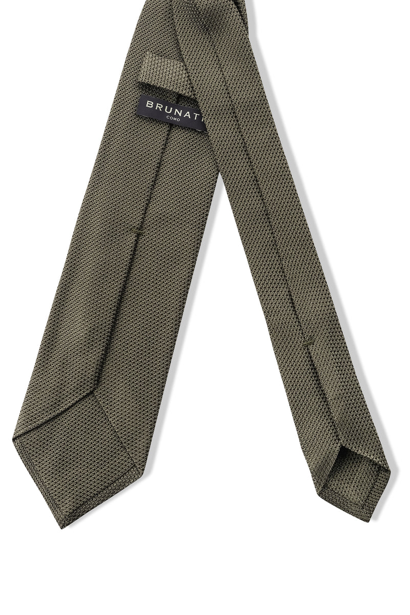 Selftipped Silk Grenadine Tie - Olive Green