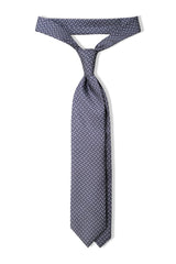 3-Fold Horsebit Printed Silk Tie - Navy - Brunati Como®
