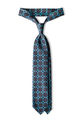 3-Fold Medallion Macclesfield Silk Tie - Turquoise