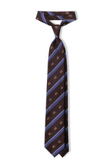 3-Fold Striped Silk Jacquard Horse Repp Tie - Brown / Blue
