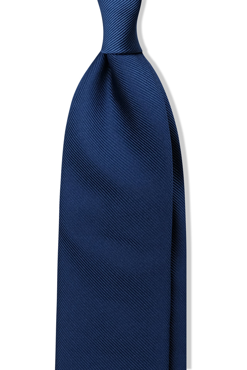 3-Fold Untipped Solid Repp Tie - Royal Blue - Brunati Como®