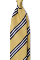 3-Fold Striped Repp Silk Tie - Vanilla / Navy / White - Brunati Como®