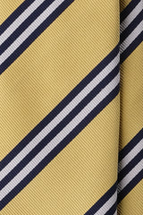3-Fold Striped Repp Silk Tie - Vanilla / Navy / White - Brunati Como®