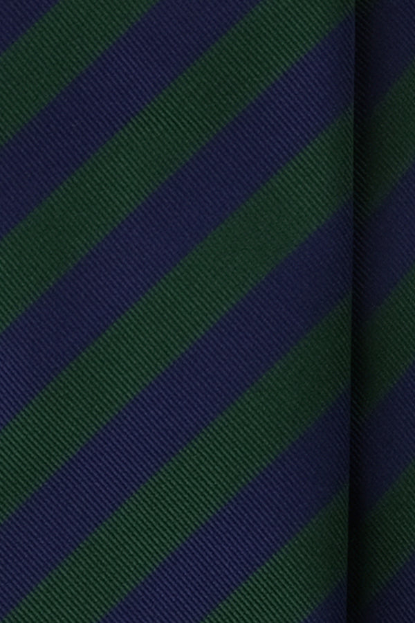 3-Fold Untipped Striped Repp Tie - Navy/Green