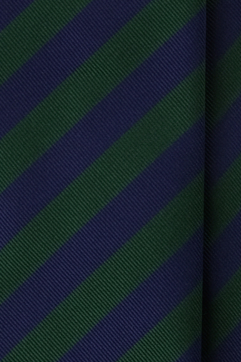 3-Fold Untipped Striped Repp Tie - Navy/Green - Brunati Como®
