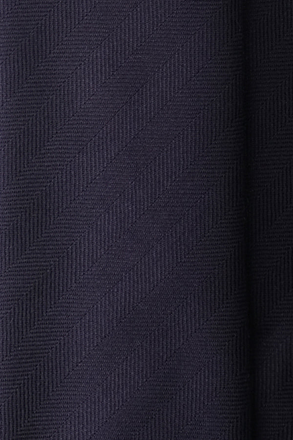 Colombo Striped Herringbone Cashmere Tie - Dark Navy