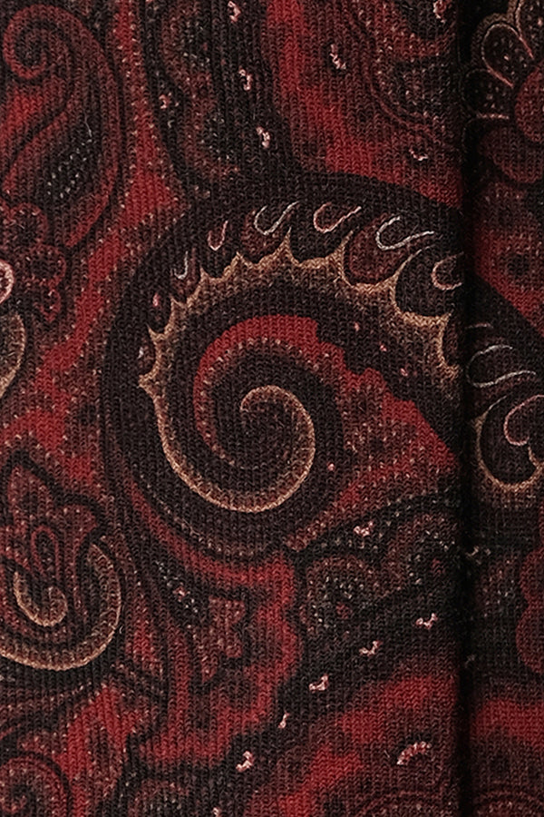 3-fold Patterned Wool Tie - Dark Red / Mix - Brunati Como®