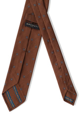 3-Fold Silk Jacquard Patterned Silk Tie - Mustard/Turquoise/Orange - Brunati Como®