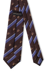 3-Fold Striped Silk Jacquard Horse Repp Tie - Brown / Blue