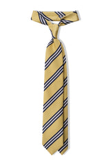 3-Fold Striped Repp Silk Tie - Vanilla / Navy / White - Brunati Como®
