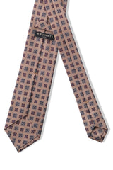 3-Fold Floral Patterned Printed Silk Tie - Beige - Brunati Como®