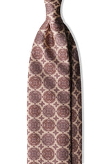 3-Fold Medallion Macclesfield Silk Tie - Beige / Brown