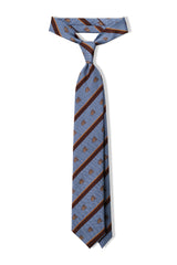 3-Fold Striped Silk Jacquard Horse Repp Tie - Light Blue / Brown