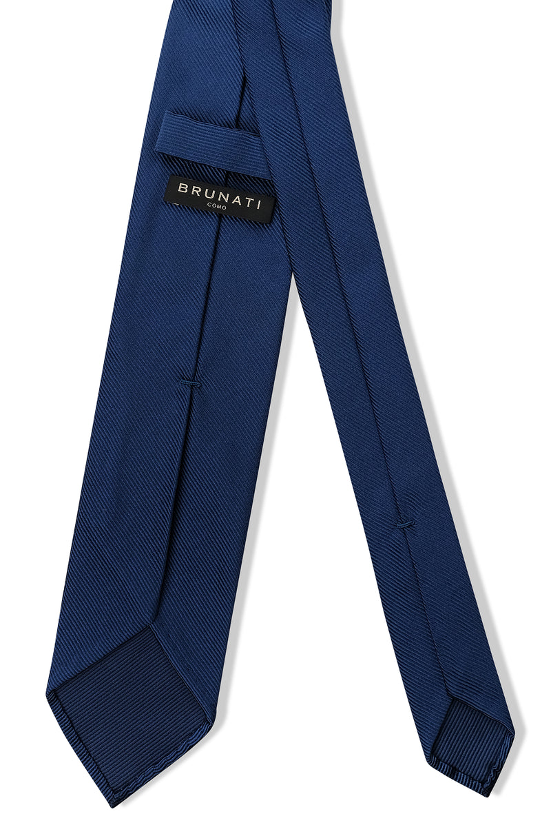 3-Fold Untipped Solid Repp Tie - Royal Blue - Brunati Como®
