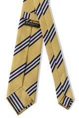 3-Fold Striped Repp Silk Tie - Vanilla / Navy / White - Brunati Como®