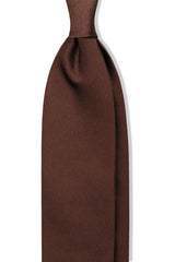 3-Fold Untipped Solid Repp Tie - Brown - Brunati Como®