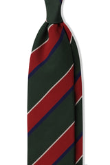 3-Fold Striped Repp Silk Tie - Forest / Red / Navy