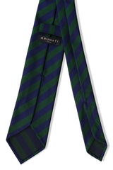 3-Fold Untipped Striped Repp Tie - Navy/Green - Brunati Como®