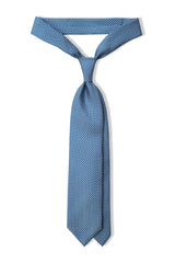 3-Fold Interlocking Chains Printed Silk Tie - Royal Blue/White - Brunati Como®