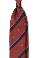 3-Fold Striped Silk Jacquard Horse Repp Tie - Orange / Brown