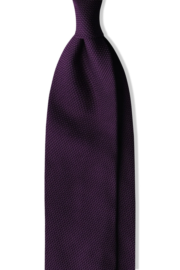 3-Fold Plain Silk Grenadine Tie - Purple