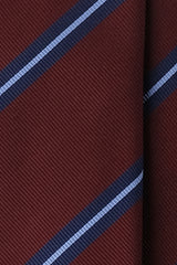 3-Fold Striped Repp Silk Tie - Burgundy / Navy / Light Blue - Brunati Como®