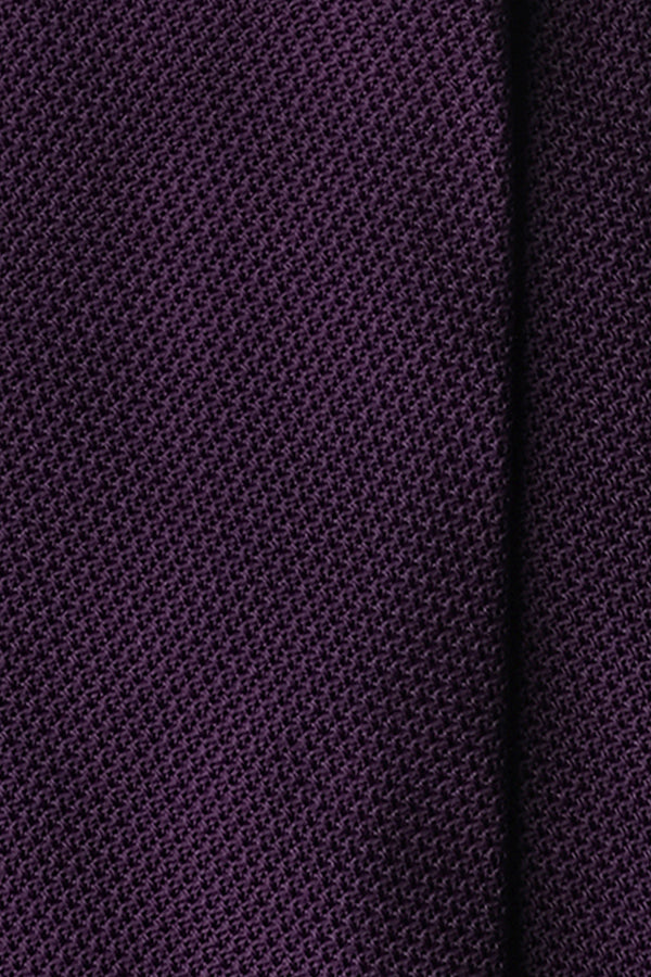 3-Fold Plain Silk Grenadine Tie - Purple