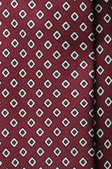 3-Fold Cube Patterned Printed Silk Tie - Burgundy/White/Black - Brunati Como®
