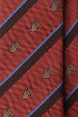 3-Fold Striped Silk Jacquard Horse Repp Tie - Orange / Brown