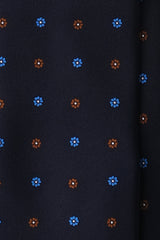 3-Fold Floral Printed Silk Tie - Navy/Royal Blue/Brown - Brunati Como®