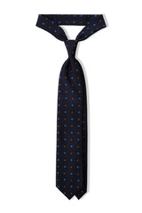 3-Fold Floral Printed Silk Tie - Navy/Royal Blue/Brown - Brunati Como®
