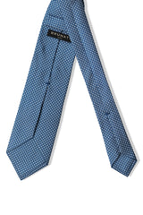 3-Fold Interlocking Chains Printed Silk Tie - Royal Blue/White - Brunati Como®
