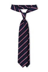 3-Fold Untipped Striped Repp Tie - Navy/Pink - Brunati Como®